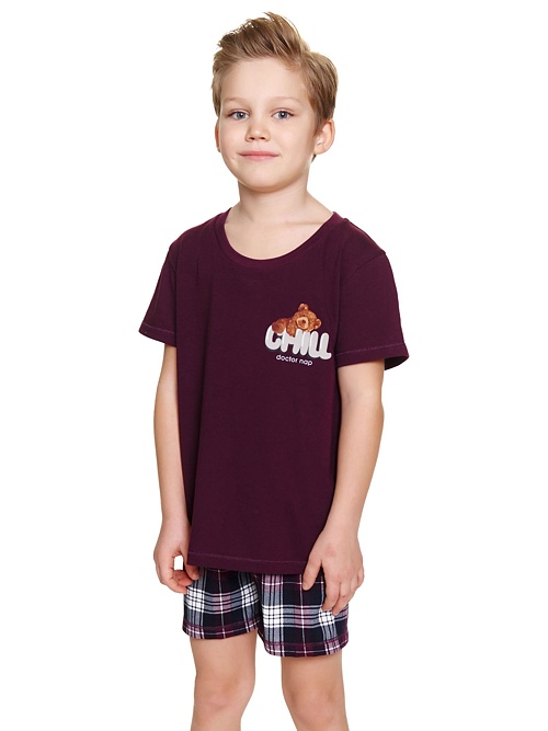 Pijamale copii Chill teddy vișiniu