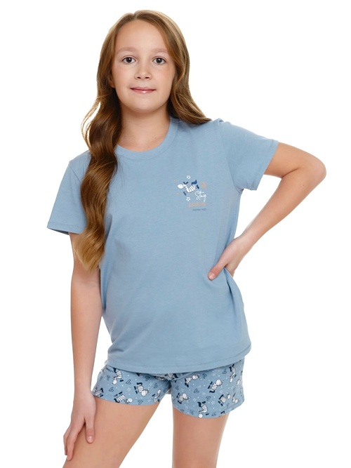 Pijamale copii Stay positive albastru deschis