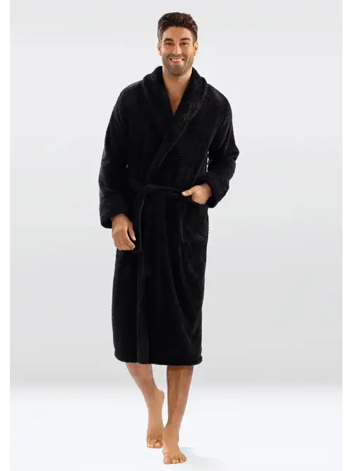 Halat pufos de baie 130 negru