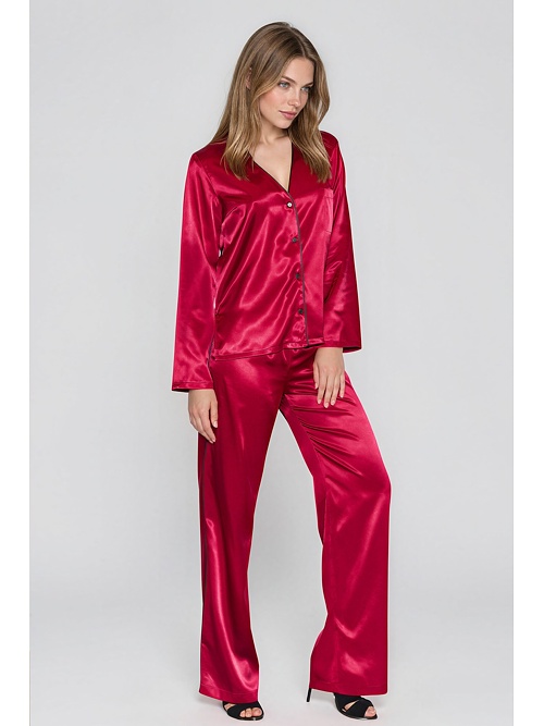 Pijama din satin Termi bordo